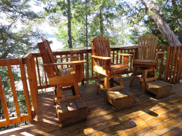 Glamping Pad – Adirondack swivel chairs with an ocean view